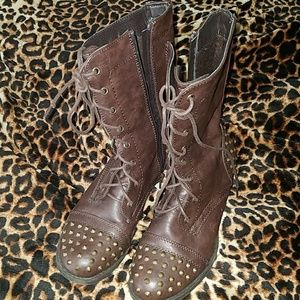 Brown spike boots